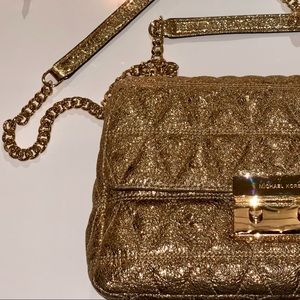 MICHAEL KORS Metallic Gold Convertible Crossbody
